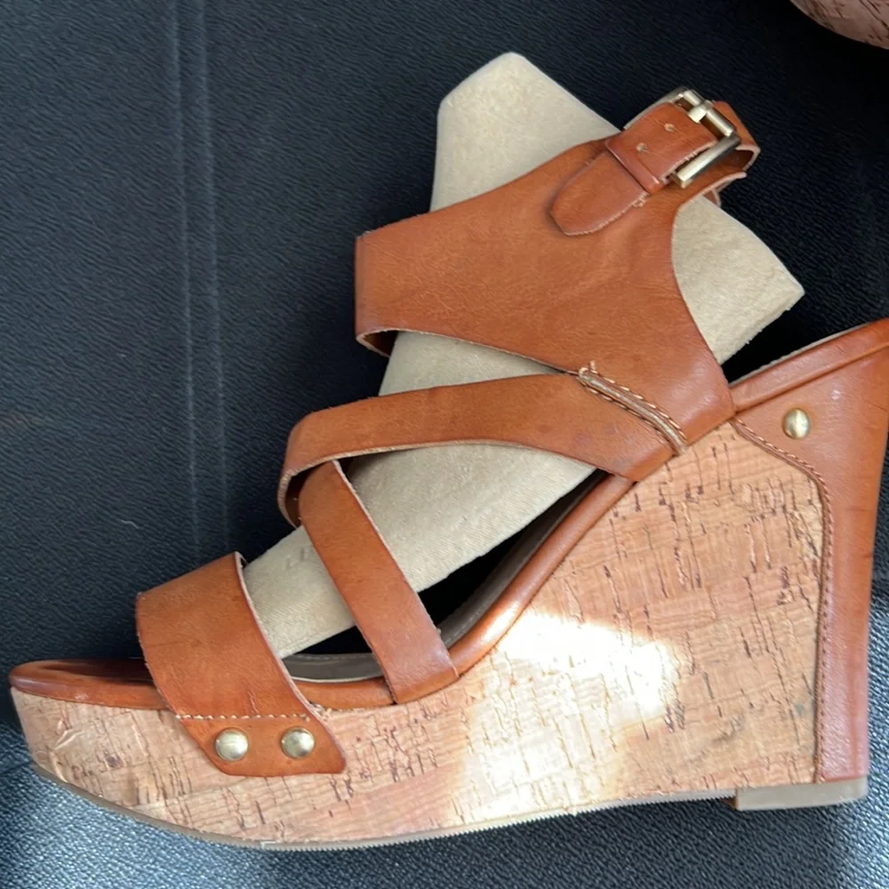Guess Brown Cork Wedge Sandals size 8 - Picture 6 of 12
